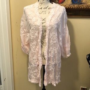 💝 Sunny Studio Paris floral soft rope embroidery sequins fringe cotton cardigan